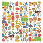 77995230-children-sport-fitness-football-volleyball-tennis-basketball-bicycle-running-award-baseball-kids-spo